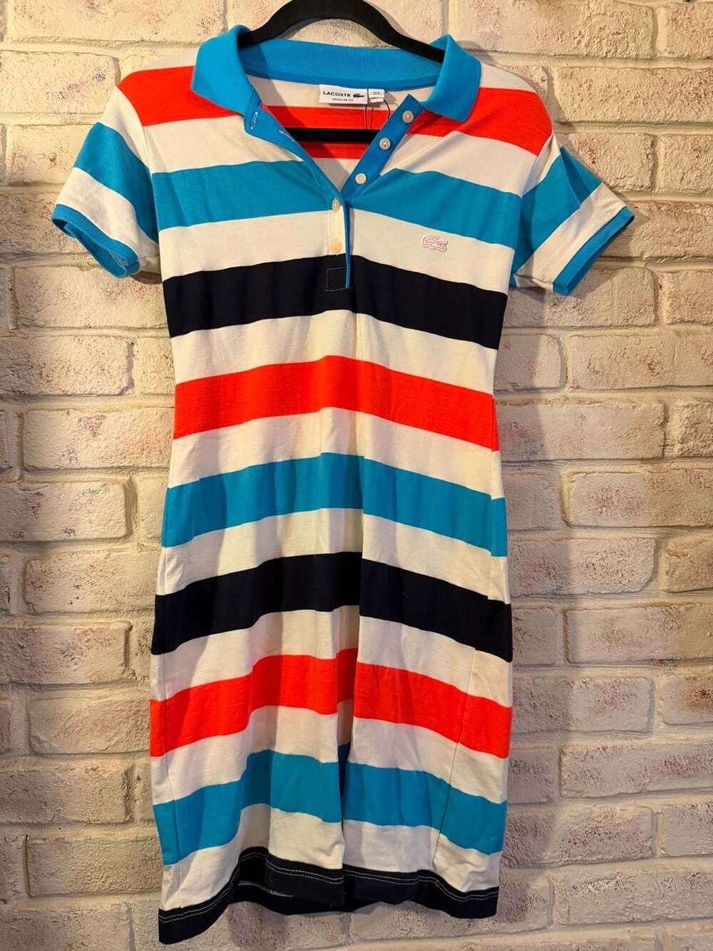 Lacoste Regular Fit Striped Polo Shirt Dress